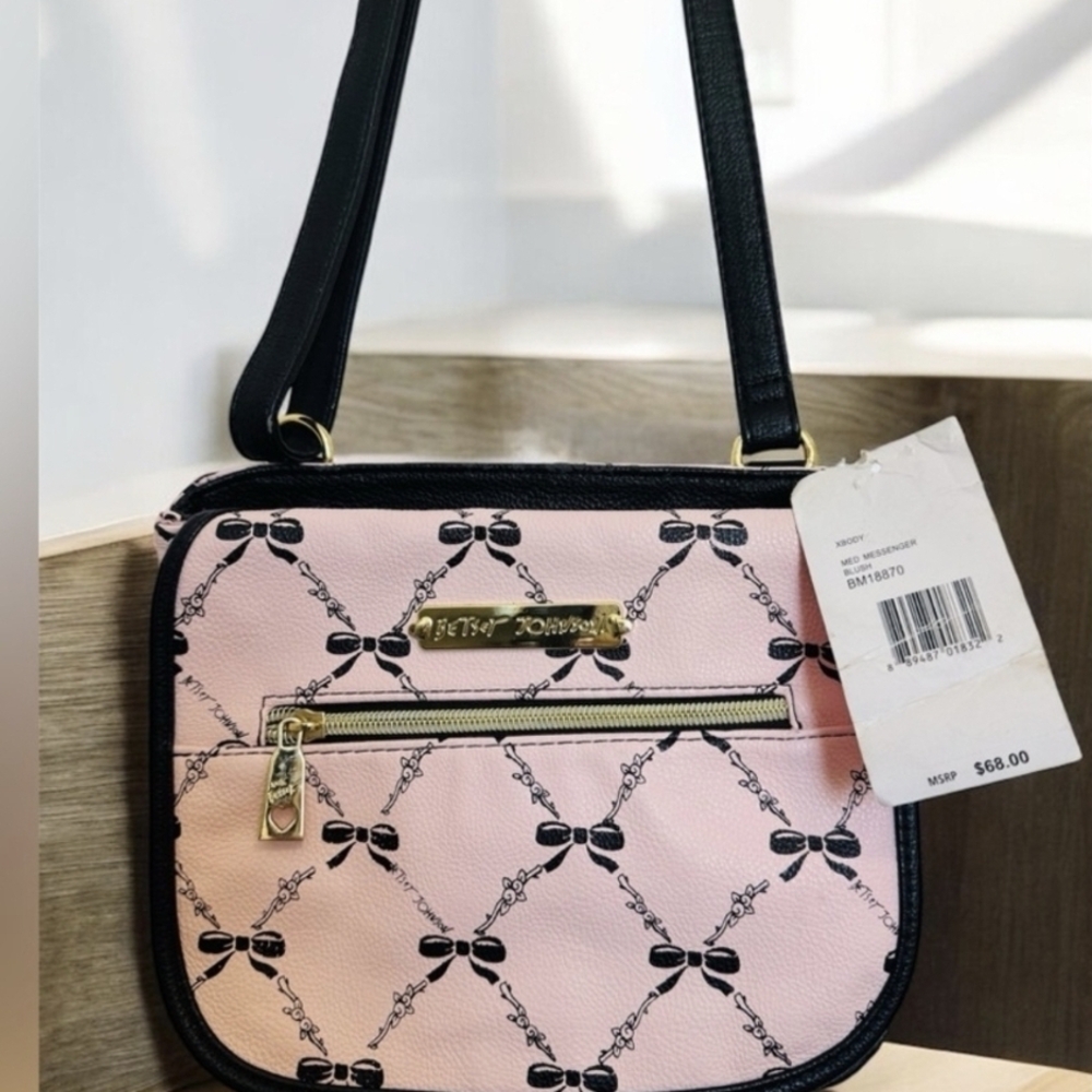 Betsey Johnson Pink and Black Shoulder Bag